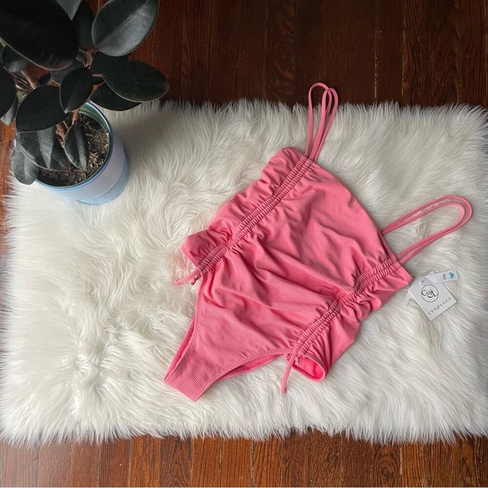 Cyn & Luca Square Neck Swimsuit Pink Apricot NWT